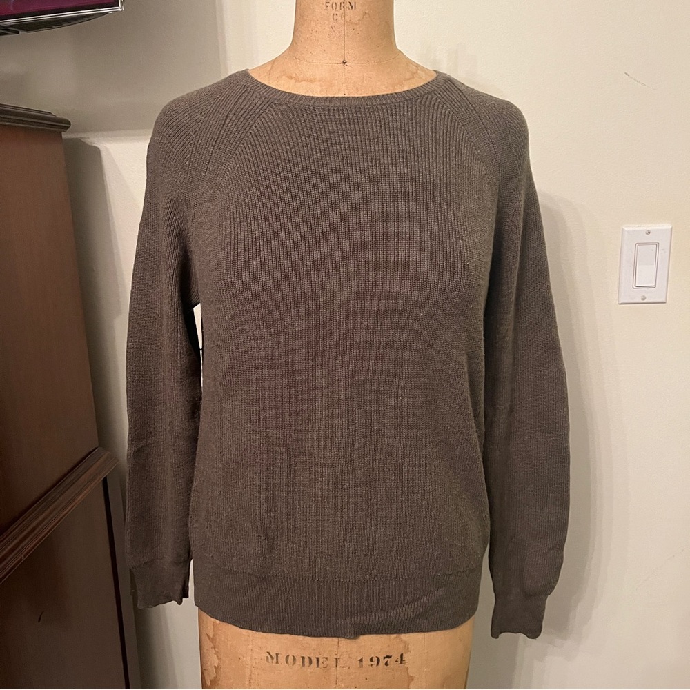 WISPR Brown Knit Cotton Silk Crewneck Sweater Top